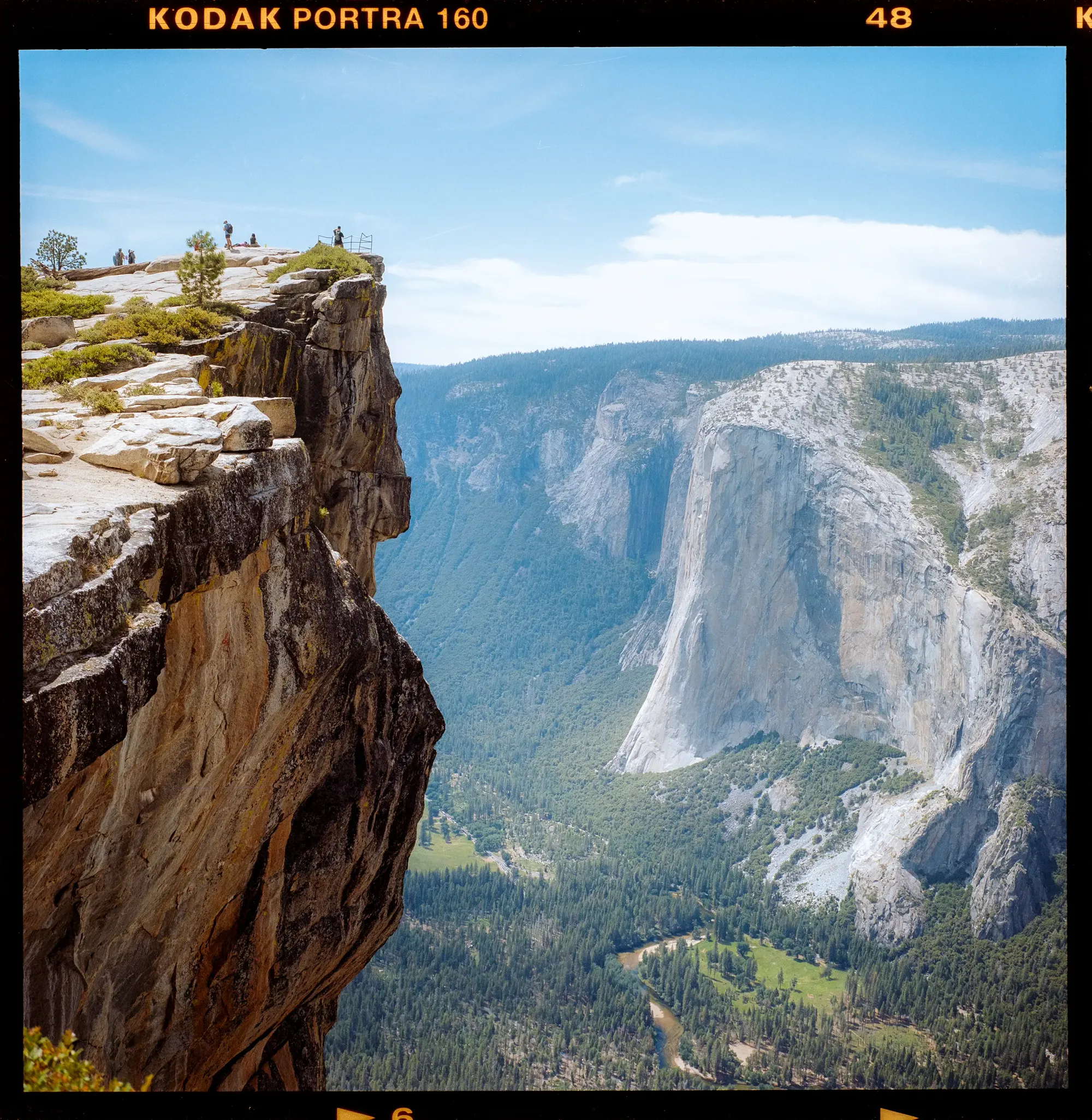 Half Dome and Yosemite Valley view from Glacier Point on film.